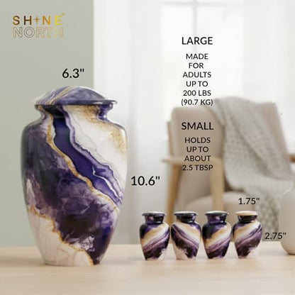 Dream River Small Keepsake Urns for Human Ashes (Set of 4) – Mini Sharing Urns for Family – Small Cremation Urns with Threaded Lids and Velvet Storage Bags - size: Small