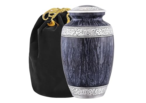 Cremation Urn for Human Ashes – Large Adult ERN for Ashes – Funeral Urn for Men & Women – Memorial ERN for Loved Ones – Burial Urn for Home, Columbarium, or Funeral Service (Grey, Adult) - color: Gray