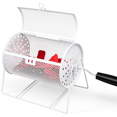 Teenyyou Raffle Drum Holds 600 Tickets, Metal Ticket Wheel Spinner with Stand, Raffle Tickets Cage for Games Events, Parties, School Drawings(Crank Handle, White, 7.09" x 4.72", Small) - color: White, size: 7.09" X 4.72", Small, style: Crank Handle