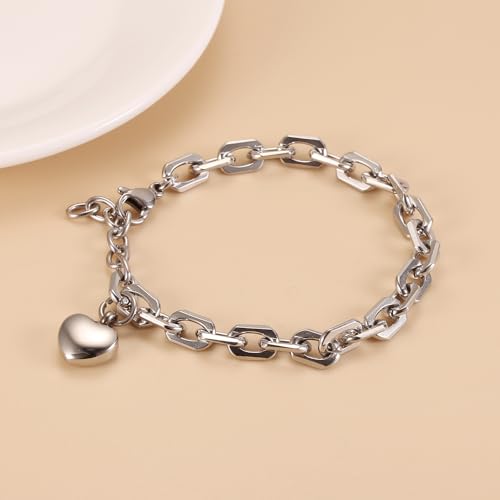 Heart Cremation Bracelets For Ashes Of Loved Ones Memorial Urn Bracelet For Women Stainless Steel Keepsake Jewelry - color: Customize