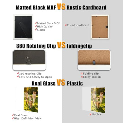 8x10 College Double Photo Frame with Tempered Glass, PS10-WGD6 - color: Wood Grain, size: 8X10 inch