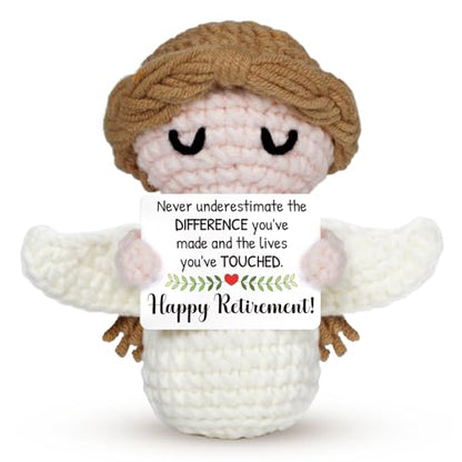 Retirement Gift for Woman 2026- Happy Retirement Angel Crochet - Funny Retirement Gifts for Women Men Teacher Nurse Principal Friend Coworker, Farewell Party Retired Gifts - style: Retirement Gifts