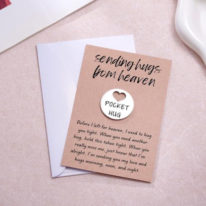 Aesnefe Pocket Hug from Heaven Token, Memorial Gifts for Loss of Loved One, Sympathy Condolence Keepsake, Remembrance Gifts for Loss of Mom Dad Grandma Grandpa Son Daughter - color: Silver