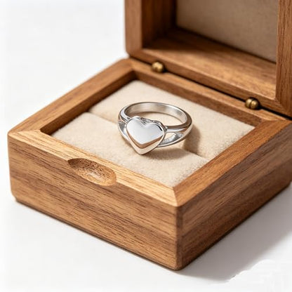 Stainless Steel Heart Shape Urn Ring for Ashes Cremation Memorial Jewelry