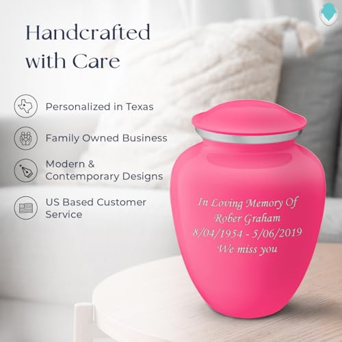 Geturns Embrace Adult Personalized Cremation Urns for Human Ashes I Large Bright Pink Funeral Urn for Men and Women I 200 lbs - color: Bright Pink