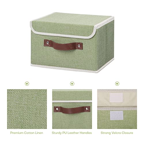 ANMINY Fabric Storage Box Bins with Lids, Green, 10"x8"x7", 2 Pack - color: Mint Green, size: Small (Pack of 2)