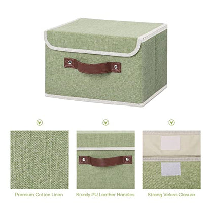 ANMINY Fabric Storage Box Bins with Lids, Green, 10"x8"x7", 2 Pack - color: Mint Green, size: Small (Pack of 2)