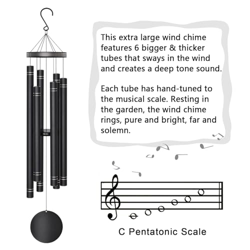 Suntimber Extra Large Wind Chimes for Outside Deep Tone,(EngravedLines,50") | Memorial Sympathy Gifts for loss of loved one, Wind Chimes Outdoor Clearance for Garden,Yard,Patio and Lawn - size: 50" Large