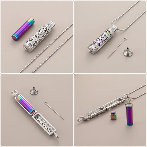 Cylinder Urn Necklace Crystal Tree of Life Cremation Jewelry Pendant for Women Men Vial Cremation Ash Pendant Loved One Memorial Jewelry with Mini Keepsake Urn Ash - Always In My Heart - color: Silver-Colorful-Always In My Heart
