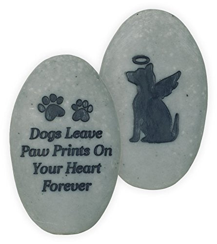 Angelstar Dogs Leave Paw Prints On Your Heart Forever Rainbow Bridge Pet Stone, Deep Grey