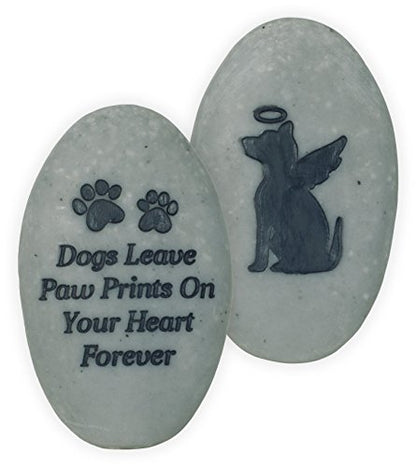 Angelstar Dogs Leave Paw Prints On Your Heart Forever Rainbow Bridge Pet Stone, Deep Grey