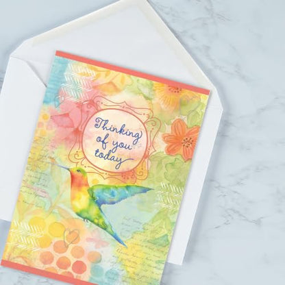 Current Hummingbird Garden Thinking of You Cards with Envelopes - Assortment of 8 Greeting Cards, 4 Designs, Large 5" x 7" Thinking of You Cards for Women - style: Hummingbird