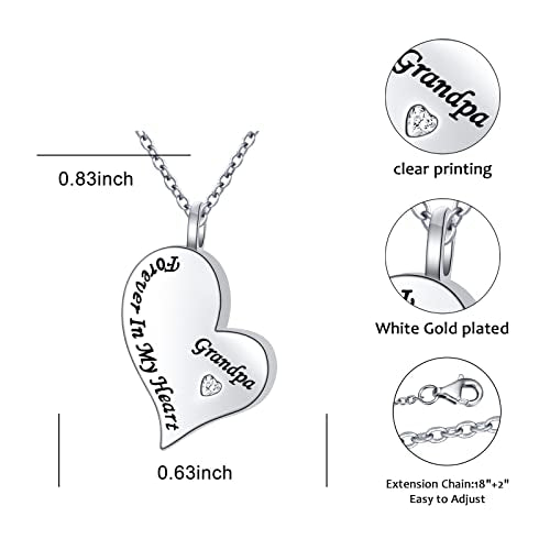 Ladytree 925 Sterling Silver Cremation Urn Necklace for Ashes - style: Grandpa