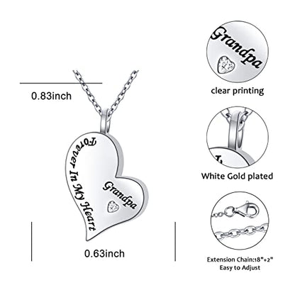 Ladytree 925 Sterling Silver Cremation Urn Necklace for Ashes - style: Grandpa