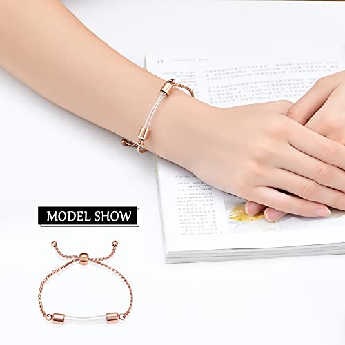 constantlife Stainless Steel Cremation Bracelet for Ashes - Transparent Glass Tube Urn Bangle Memorial Jewelry for Men Women - color: Rose Gold
