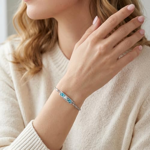 YYB Urn Bracelet for Ashes Hummingbird/Dragonfly/Butterfly/Sunflower Turquoise Locket Bracelet Cremation Memorial Jewelry Mothers Day Gifts for Women - color: Lotus
