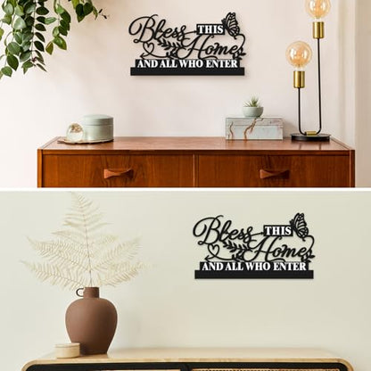Jetec Inspirational Table Sign Art Decoration, Bless All Who Enter - style: Bless This Home and All Who Enter