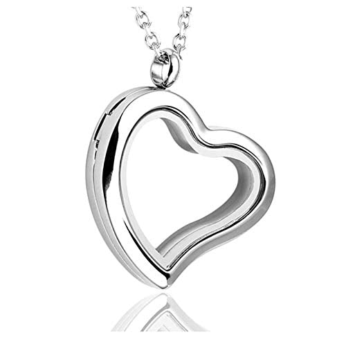 Jovivi Teardrop/Heart Floating Charm Memory Locket Necklace - 316 Surgical Stainless Steel Buckle Closure - color: Twist Heart