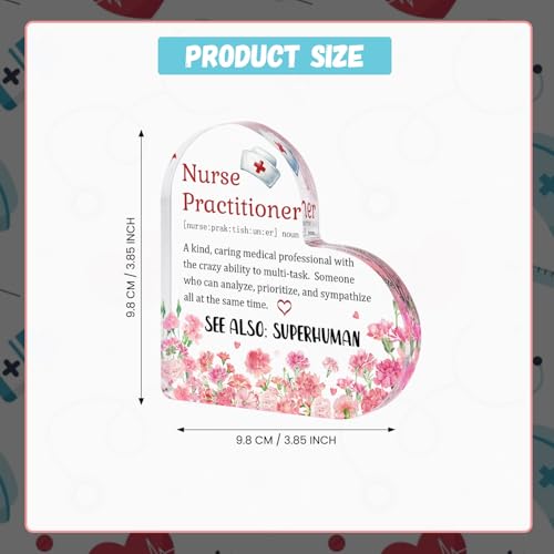 Smile Nurses Week Heart-Shaped Acrylic Tabletop Decor Nurse Practitioner Definition Desktop Plaque with Floral Nurse Cap Indoor Home & Office Decor - style: Nurse