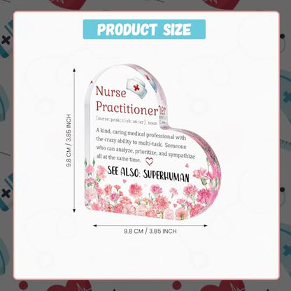 Smile Nurses Week Heart-Shaped Acrylic Tabletop Decor Nurse Practitioner Definition Desktop Plaque with Floral Nurse Cap Indoor Home & Office Decor - style: Nurse