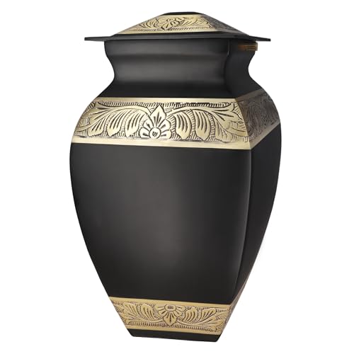 NANIURN Urns for Human Ashes Adult Man, Black Gold Large Cremation Urn | Urn for Ashes Adult Male with Black and Gold Square Design, Father Urn, Full Size Urn for Funeral, Burial, Niche or Memorial - color: Black, size: Large / Adult
