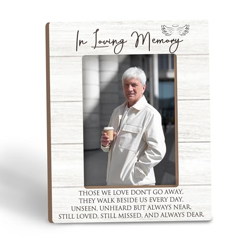 in Loving Memory Picture Frame 5x7, Memorial Remembrance Gifts Wooden Photo Frame for Tabletop Desk Display, Bereavement Sympathy Gifts for Loss of Loved One Home Room Decor - color: loving memory