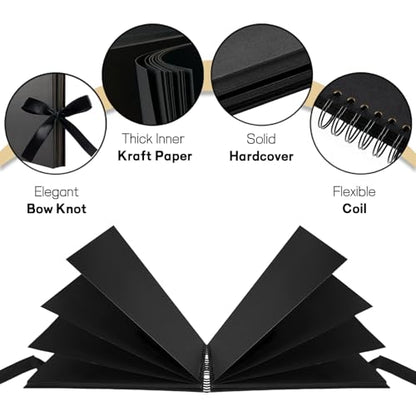 Mauproy 11.5 x 8.5 Inch Black Scrapbook Album, 80 Pages | Photo Album with Black Pages, Kraft Paper Hardcover Memory Book with DIY Accessories Kit for Birthday, Wedding, Travel - size: 11.5 x 8.5 Inches