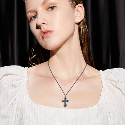 925 Sterling Silver Celtic Cross Urn Necklace for Ashes | Memorial Keepsake Cremation Catholic Jewelry for Men Women - color: Black Gold-D