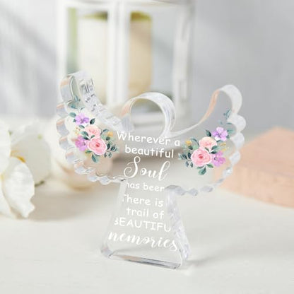 Sympathy Gifts, Angel Acrylic Memorial Bereavement Sign Gift, Grieving Gift, Remembrance Grief Dandelion Theme Gifts for Loss of Loved One, Sympathy Sign for Home Living Room Table Centerpiece Decor - style: 045