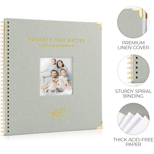 Beautiful Linen Scrapbook Photo Album 10"x10" - 40-Page Blank Guest Book | Perfect to Preserve Special Memories of Family, Weddings, Birthdays and Baby Showers - Timeless Keepsake for Every Home - color: Sage