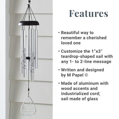 Let's Make Memories Personalized Glass Teardrop Sympathy Wind Chime - Custom Memorial - 24" H - style: Wind's Own Song