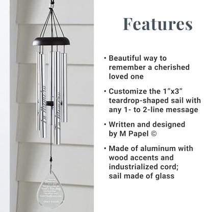 Let's Make Memories Personalized Glass Teardrop Sympathy Wind Chime - Custom Memorial - 24" H - style: Wind's Own Song