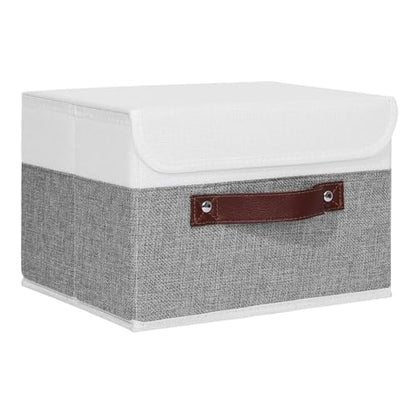 ANMINY Fabric Storage Box Bins with Lids, Gray White, 10"x8"x7" - color: Gray White, size: Small (Pack of 1)