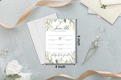 Join Us Invitation Cards With Envelopes - Greenery Invite Cards for All Occasions, Wedding, Engagement, Reception, Bridal or Baby Shower and Birthday Party - 25 Cards and 25 Envelopes - HL-003 YQK - color: Greenery7