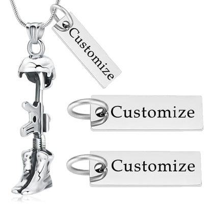 Cremation Jewelry Military Shoes Hats Guns Urn Necklace for Ashes Stainless Steel Military Equipment Pendant Memorial Necklaces Ash Holder for Human Pets Keepsake Jewelry of Loved Ones with Fill Tool - color: Customize