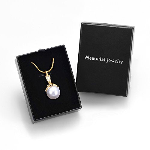 Memorial Jewelry Pearl Urn Necklace - Cremation Ashes Holder Keepsake for Women - color: Gold