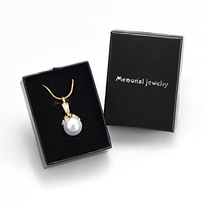 Memorial Jewelry Pearl Urn Necklace - Cremation Ashes Holder Keepsake for Women - color: Gold