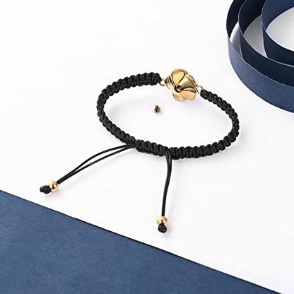 Rose Flower Ashes Bracelet Adjustable Braided Rope Cremation Jewelry | mini urn, stainless steel material, for women, waterproof sealed ring & lobster clasp keep ashes secure, with a filling tool - color: Golden
