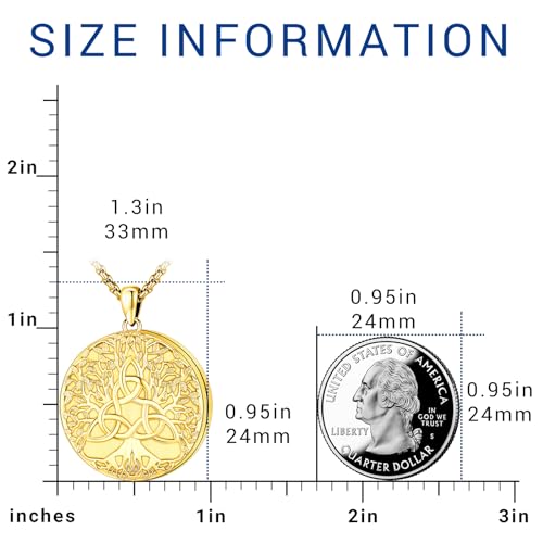 Picture Locket Necklace for Women Men Rose 14K Real Gold 925 Sterling Silver Jewelry Heart Locket Necklace that Holds Pictures Tree of Life Viking Wolf Celtic Knot St Christopher St Michael Pendant - color: I2-8-Celtic Locket-Gold
