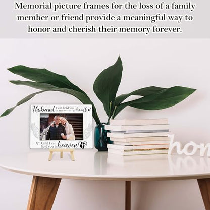 Memorial Gifts Loss of Husband, Sympathy Picture Frame, Remembrance Gifts Wooden Photo Frame with Easel, 4x6 Bereavement Picture Frame for Tabletop Display - G06 - style: Loss of Husband