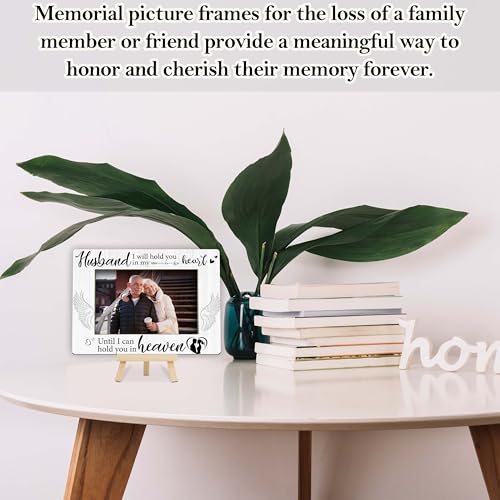 Memorial Gifts Loss of Husband, Sympathy Picture Frame, Remembrance Gifts Wooden Photo Frame with Easel, 4x6 Bereavement Picture Frame for Tabletop Display - G06 - style: Loss of Husband