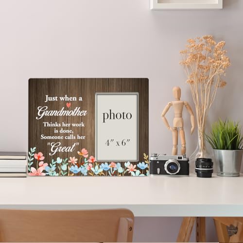 Great Grandmother Gifts, Gifts for Grandma Wood Photo Frame 8X10 | Great Grandmother Picture Frame (Photo 4X6 Inches) - color: Just