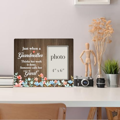 Great Grandmother Gifts, Gifts for Grandma Wood Photo Frame 8X10 | Great Grandmother Picture Frame (Photo 4X6 Inches) - color: Just