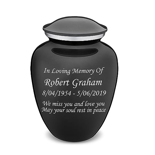 Geturns Embrace Adult Personalized Cremation Urns for Human Ashes I Large Charcoal Funeral Urn for Men and Women I 200 lbs - color: Carcoal Black