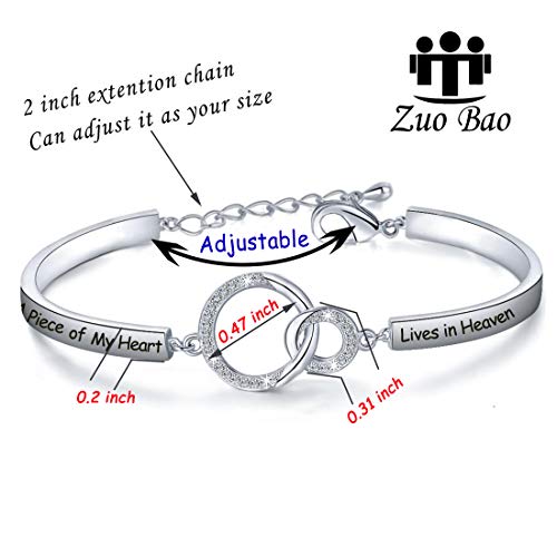 Zuo Bao Memorial Jewelry Sympathy Gift A Piece of My Heart Lives In Heaven Bracelet Loss Jewelry Gift - color: A Piece of My Heart S