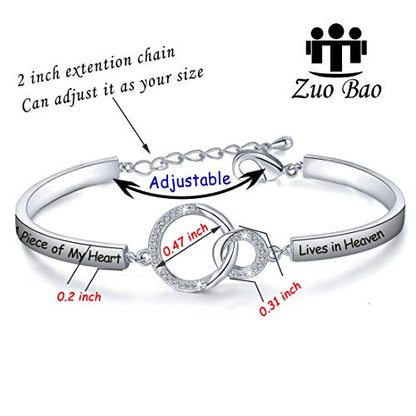 Zuo Bao Memorial Jewelry Sympathy Gift A Piece of My Heart Lives In Heaven Bracelet Loss Jewelry Gift - color: A Piece of My Heart S