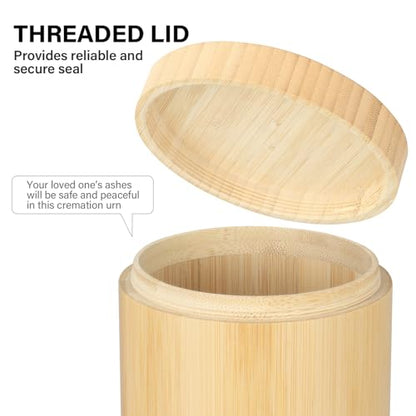 Large Urns for Human Ashes with Screw On Lid,Bamboo Cremation Urns for Ashes Adult Male Female Men Women,Large Scattering Tubes with Tree of Life Pattern,5.1 * 11 Inches,with Velvet Bag - size: Large urn with threaded lid