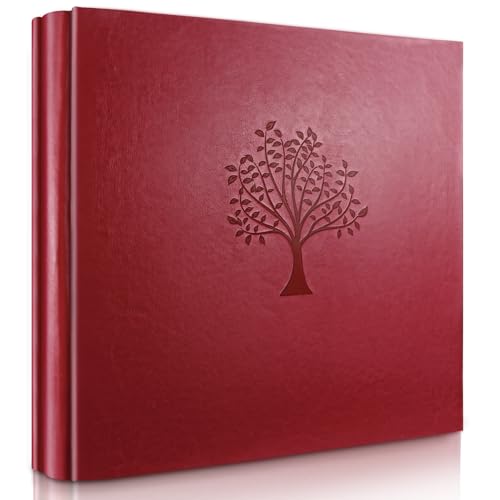 Photo Album 4x6 600 Slip-in Pockets, PU Leather Large Capacity Photo Book | Holds Horizontal & Vertical Photos Acid-Free for Mom Grandma Baby Shower Wedding Anniversary Christmas - color: Red