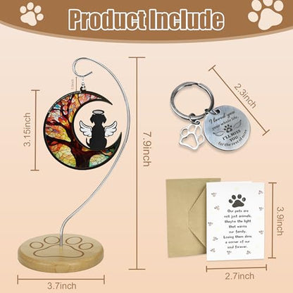Dog Memorial Gifts for Loss of a Dog, Pet Loss Sympathy Gift with Suncatcher, Stand, Keychain & Sympathy Card, Dogs Remembrance Gift for Grieving Pet Owners