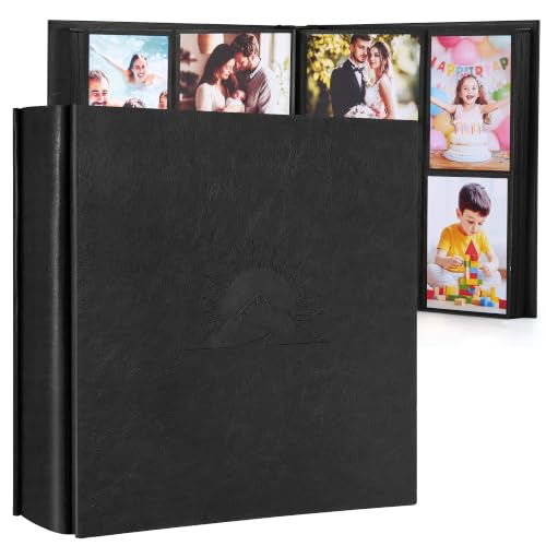 DazSpirit 4x6 Photo Album, 1000 Pockets, Leather Cover with Slip-In Pages | Elegant Embossed High-Capacity Memory Book for Weddings, Baby Milestones, Travel, Anniversaries and Family, Black - color: Black, size: 1000 Pockets